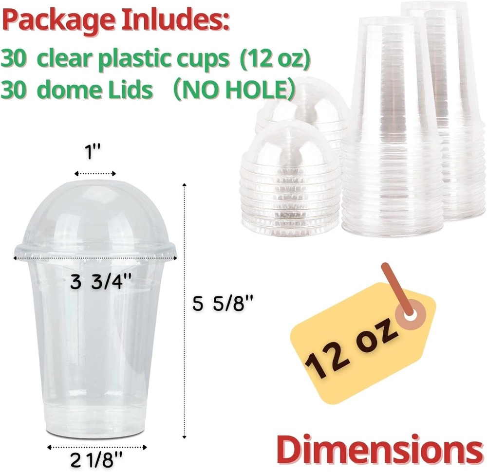 30 Sets 12 oz Clear Plastic Cu - đánh giá và giá Plastic Dome Clear