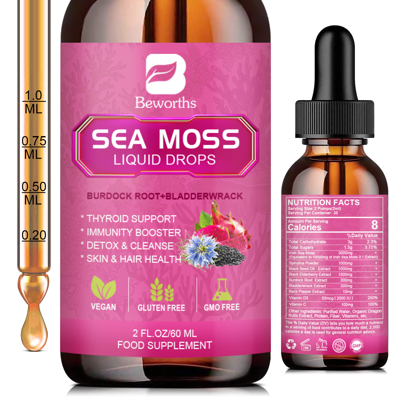 BEWORTHS 3000MG Seamoss Liquid - đánh giá và giá Root Stimulator Liquid