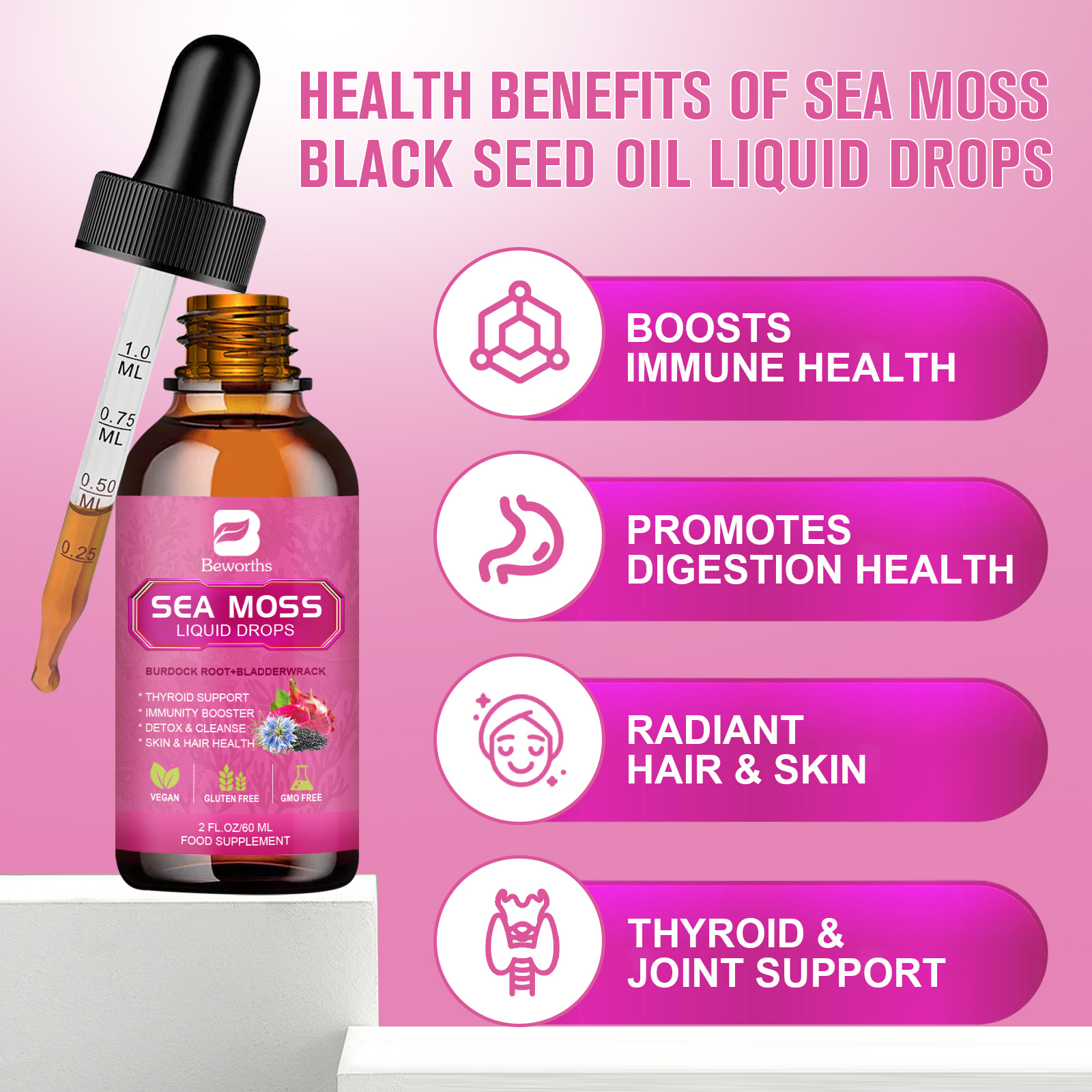 BEWORTHS 3000MG Seamoss Liquid - đánh giá và giá Root Stimulator Liquid