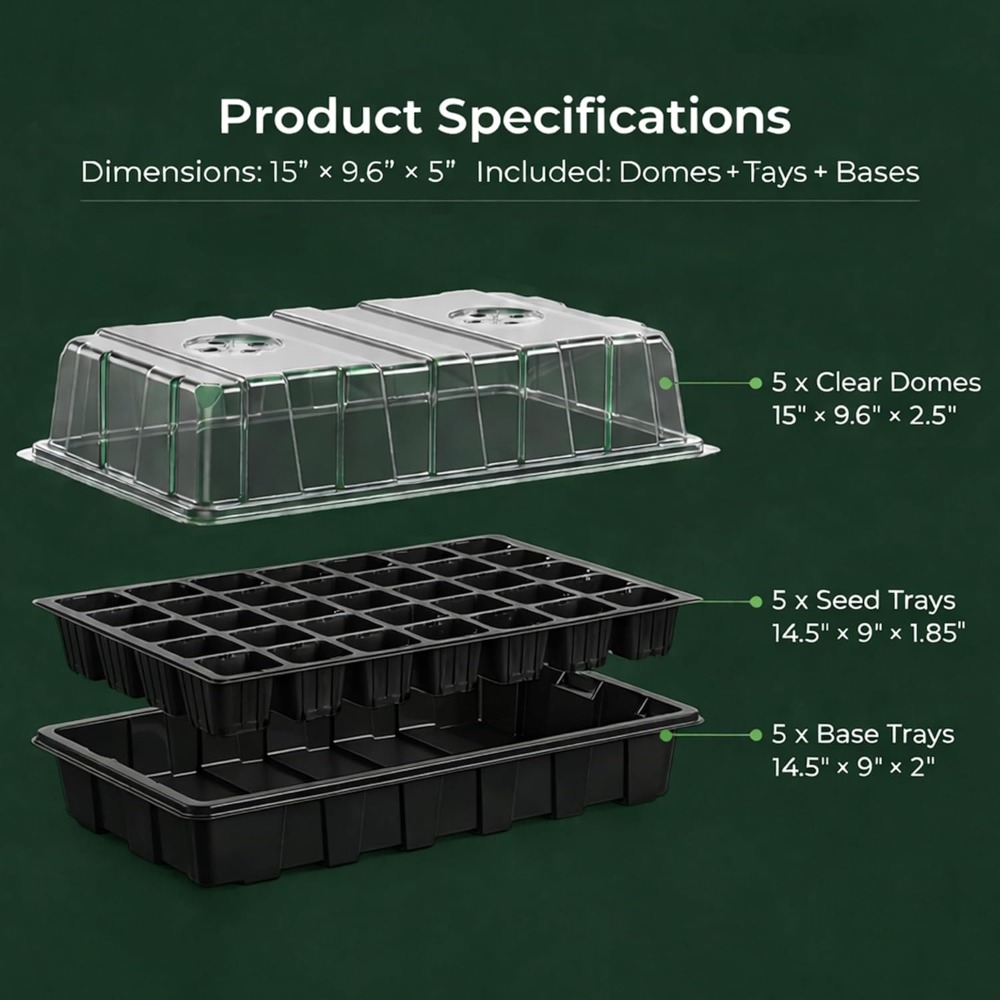 5-Set Seed Starter Tray Kits,  - đánh giá và giá Humidity Dome Kit