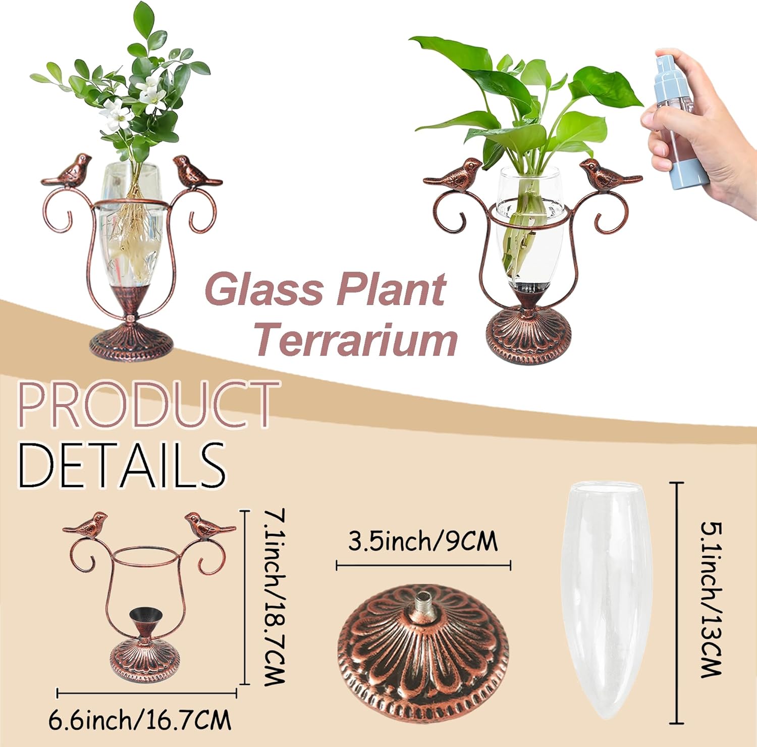 2 Vintage Copper Bird Plant Pr - đánh giá và giá Propagation Station Vase